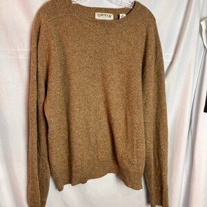 Men's Gold Orvis wool/silk blend crewneck pullover sweater Size M